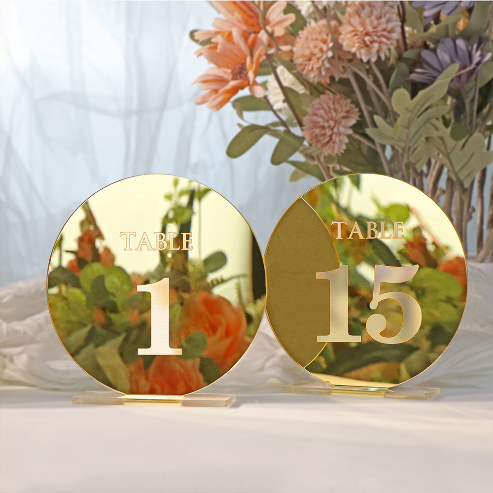 Table Number Gold - ป้ายอะคริลิคสำหรับงานแต่งงานป้ายหมายเลขโต๊ะสำหรับตกแต่งงานแต่งงานงานปาร์ตี้วันเกิด