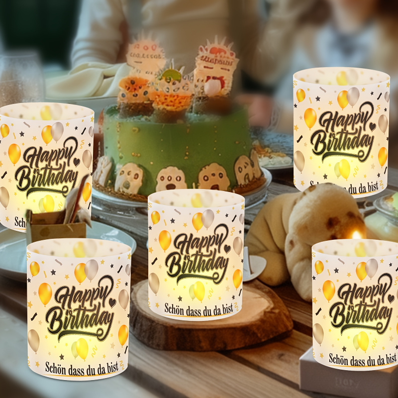 Table Number Gold - 6ชิ้น. โคมไฟตั้งโต๊ะวันเกิดสีดําทอง - ฝาพลาสติกตกแต่งไร้แบตเตอรี่พร้อมลูกโป่ง