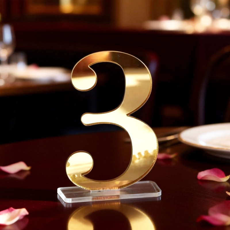 ป้ายเลขโต๊ะงานแต่งงานพร้อมฐานต - Table Number Gold บทวิจารณ์และราคา