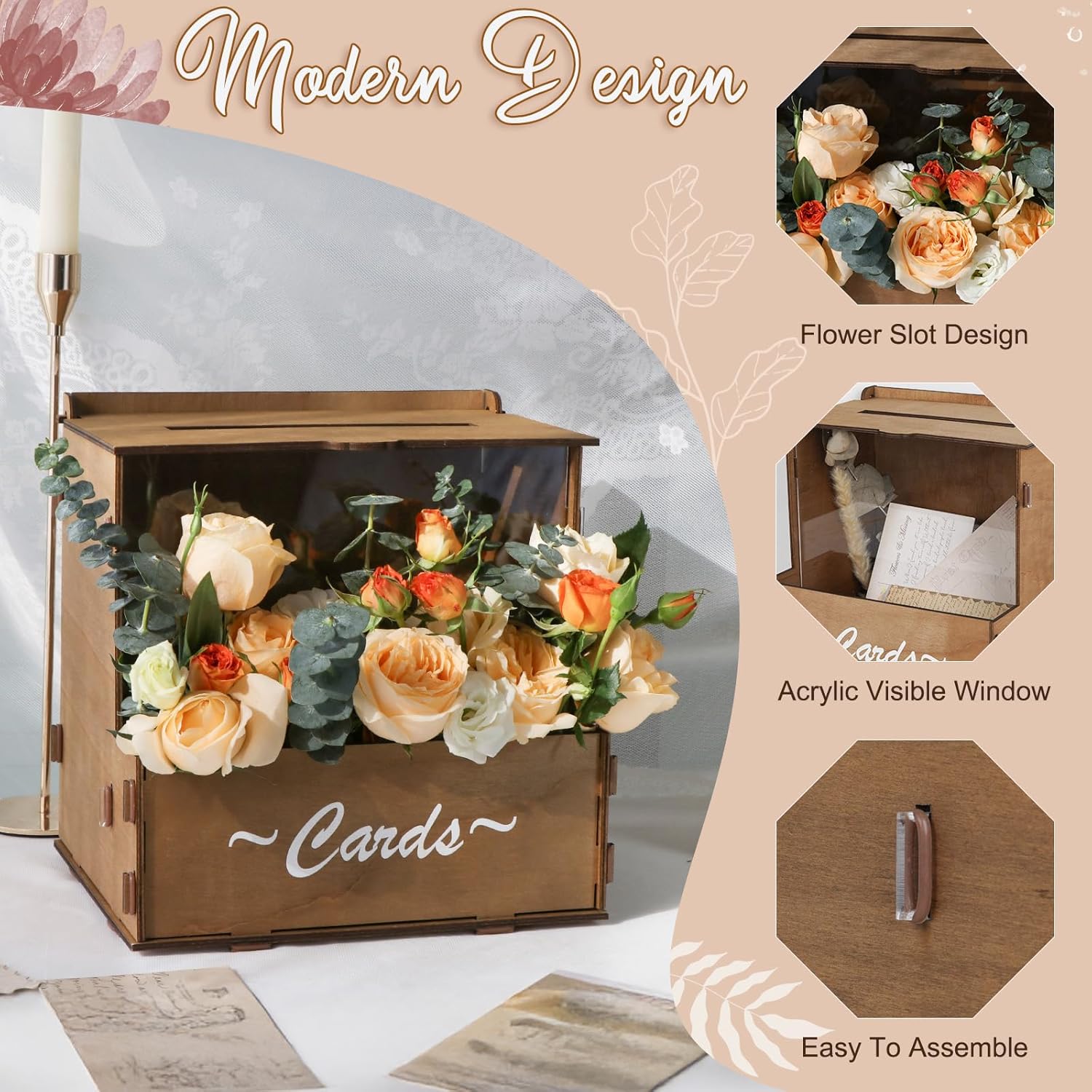 กล่องใส่การ์ดแต่งงานไม้พร้อมรา - Wedding Card Box บทวิจารณ์และราคา
