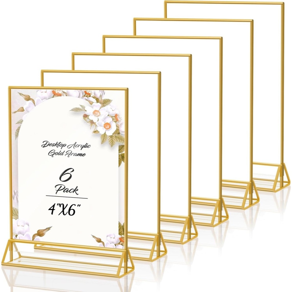 กรอบรูปอะคริลิคสีทอง 6 ชิ้น ขน - Table Number Gold บทวิจารณ์และราคา